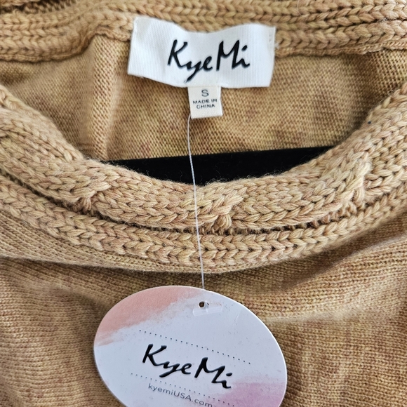 Kye Mi Wool Blend Mustard 3/4 Dolman Butterfly Sleeve Knit Sweater Women's S NWT - Picture 6 of 7